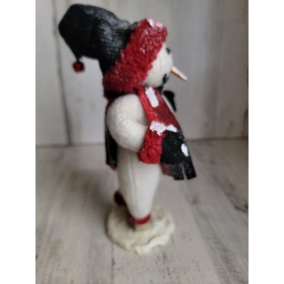 Vintage folk art snowman glitter Xmas snow figure decor scarf - Picture 4 of 7